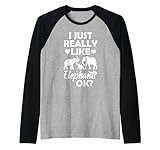 Photo Gallery i just really like elephants ok - cute elephants silhouette maglia con maniche raglan Photo Gallery i just really like elephants ok - cute elephants silhouette maglia con maniche raglan