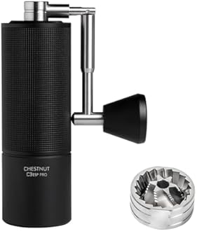 TIMEMORE Manual Coffee Grinder Chestnut C3 ESP Pro Capacity 25g with CNC Stainless Steel Conical Burr, Internal Adjustable Setting, Double Bearing Positioning for Travel, Camping - Black