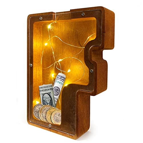 Letter Piggy Bank Personalized Wooden Letter Piggy Bank Wooden Bank 26 English Alphabet Letter Storage Tank for Kids Coin Bank for Home Decoration Kids Gift