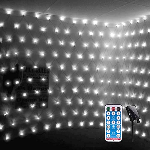 Filet de Noël en maille à énergie solaire 3.6X1.5M 200LEDs Pour intérieur, arbre, chambre, jardin, décoration de Noël Cover