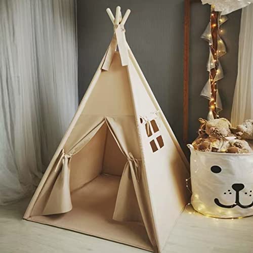 Image of RongFa Teepee Tent for Kids-Portable Children Play Tent Indoor Outdoor (Khaki)