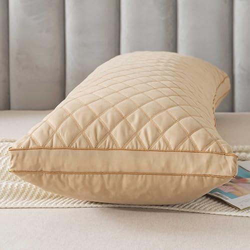 WhatsBedding Memory Foam Body Pillow for Adults, Long Pillow for Sleeping, Full Body Pillow for Bed - 20x54 inch, Dark Beige Quilted