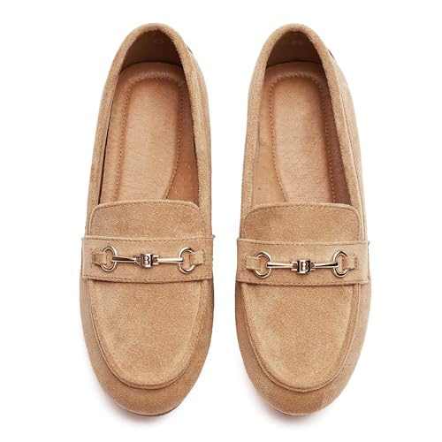 Image of BGSTGUDS Women's Wide Loafers Shoes Cute Dressy Shoes Ladies Comfort Slip Ons Work Shoes