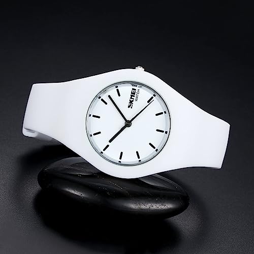 FANMIS Women Men Fashion Minimalist Analog Quartz Watch Unisex Casual Simple Style Ultra-Thin Sports Military Watch Waterproof Outdoor Watch with Silicone Strap2
