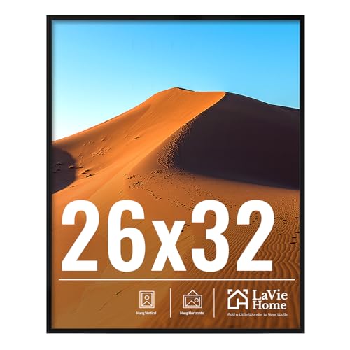 Image of LaVie Home 26x32 Picture Frame for Wall Display, 26x32 Black Picture Frame with HD Plexiglas, 26 x 32 Photo Frame 1 Pack, Display Frame for Vertical or Horizontal, Classic Collection