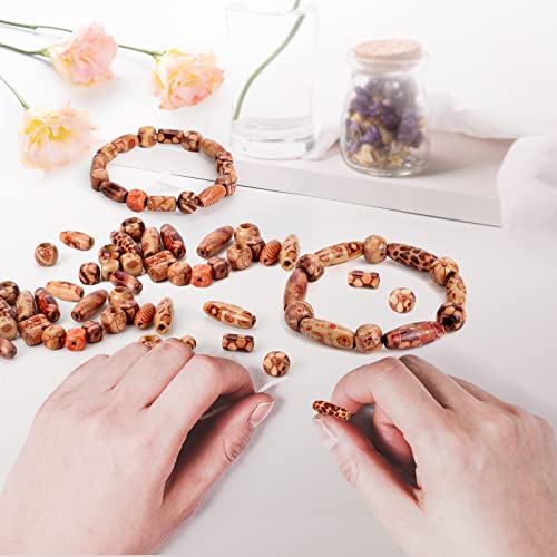 290 Pcs Natural Wood Bead for Macrame Various Shapes Loose Wooden Craft Beads - Image 4