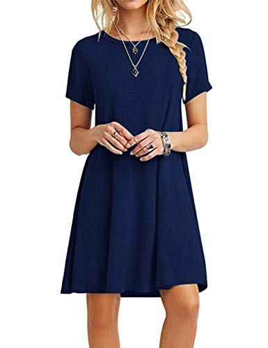 Image of TOPONSKY Women's Casual Plain Simple Loose Flowy Short-Sleeve T-Shirt Dress