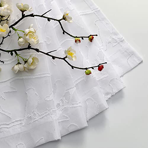 Ovzme Anji Bird 2 Panels Sheer Kitchen Valances For Windows 14 Inches Long, Classic Rod Pocket Light Filtering Semi White Sheer Curtains thumb #3