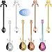 Tangger 8PCS Cucchiaino da caffè in Acciaio Inossidabile Colore Gatto e Chitarra,Set di Cucchiaini da caffè Piccoli,Cucchiaio per Mescolare,Cucchiaio per Gelato/Dessert