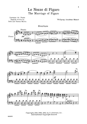 Wolfgang Amadeus Mozart - The Marriage of Figaro Vocal Score | Italian and English Opera Sheet Music | G. Schirmer Edition for Voice and Piano | Complete Vocal Score for Singers and Music Teachers - Image 10