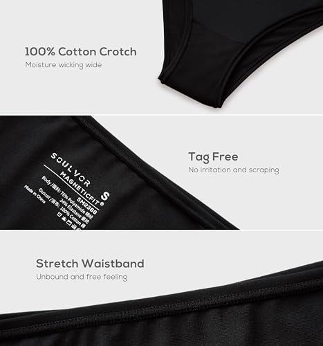 Magneticfit Cheeky Underwear for Women Bikini Stretchy High Cut Panties Sexy Tagless Briefs 3 Pack3