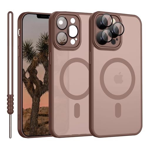 YUANDMI Cover magnetica per iPhone 12 Pro compatibile con Magsafe, opaca traslucida ultra sottile antiurto antigraffio custodia per iPhone 12 Pro, marrone
