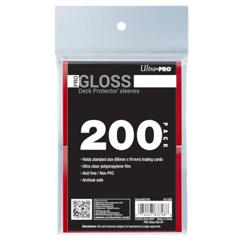 Ultra PRO - 200-karatowy czerwony PRO-Gloss standardowy pokrowiec na karty, ochrona i przechowywanie kart kolekcjonerskich, sportowych, MTG, D&D