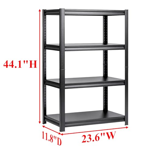 Image of 4 Tier Kitchen Storage Shelf, Kitchen Organizers Space Saving All Steel Freestanding Rack, Heavy Duty Metal Shelving Unit, Adjustable Open Shelf for Pantry Organizers and Storage 23.6 inchWx11.8 inchDx44.1 inchH
