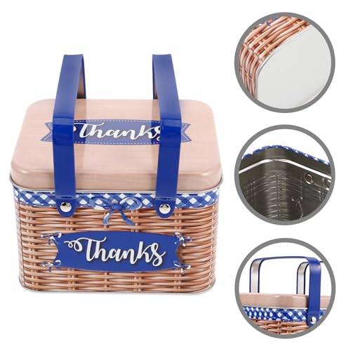 Caja metalica rectangular para galletas y almacenamiento de recuerdos 8