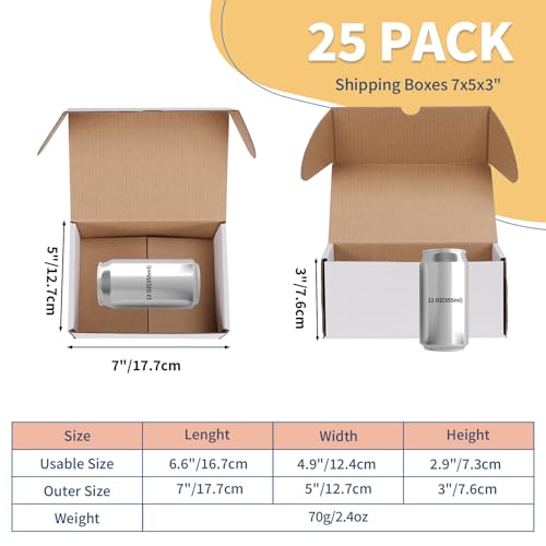 Image of ZBEIVAN 7x5x3 White Shipping Boxes Set of 25, Corrugated Cardboard Mailer Boxes for Packaging Small Business Mailing Gifts