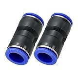 PATIKIL 5/8 Zoll Push-to-Connect-Fittings, 2 Stück Kunststoff-Luftleitungsschlaucharmatur Schnellverschluss-Pneumatikverbinder Gerade Union Zwei-Wege-Kupplung für Rohr, Blau
