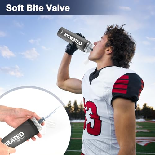 SLUXKE 500ml Faltbare Trinkflasche Set von 2, Faltbare Wasserflasche TPU Soft Flask, Leichte, Flexible, Rollbare, BPA FREIE Sportflasche zum Wandern Camping Fitness Klettern 3