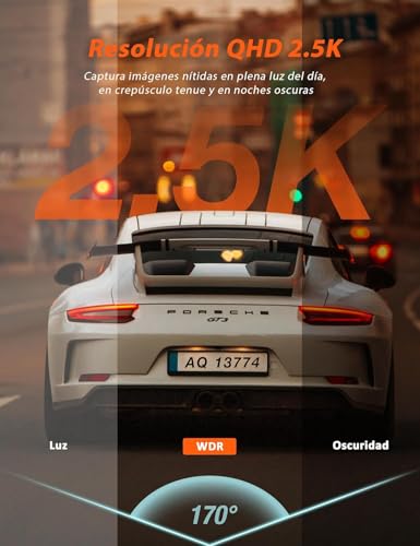 Miniatura 3 de Izeeker 2.5k Dashcam Wifi Dash Camera Para Coches, Mini Cámara Para Coche 1440p Front Dashcam Con App, Visión Nocturna, Wdr, G-Sensor, Grabación En Bucle, Soporta Modo Parking 24h, Aviso De Voz