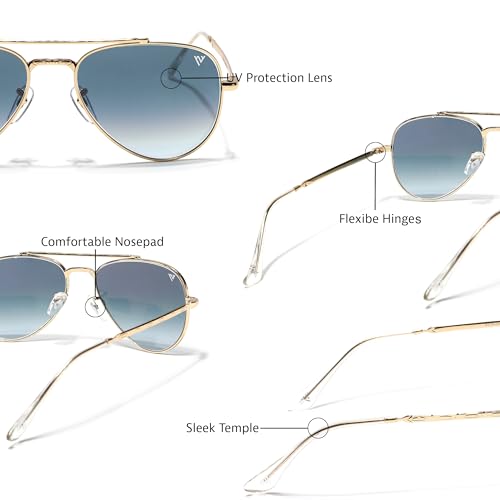 Image of Voyage Aviator Polarized Sunglasses for Men & Women (Black Lens | Grey Frame - MG7619)