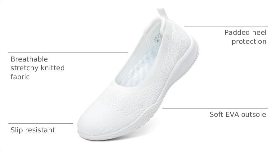 Image of LEDINEY Women's Flats Slip On Go Walk Shoes for Women Comfortable Walking Sneakers Knit Low Wedge Dressy Ballet Shoes Zapatos para Mujer