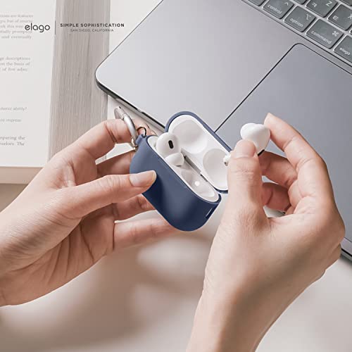 elago Silicone Case Compatible with Apple AirPods Pro 2nd Generation Case Protective Case with Keychain, Front LED Visible - Image 3