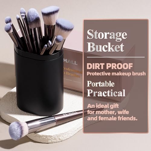 Image of BS-MALL Makeup Brush Set 18 Pcs Premium Synthetic Foundation Powder Concealers Eye shadows Blush Makeup Brushes with black case (Coffee)