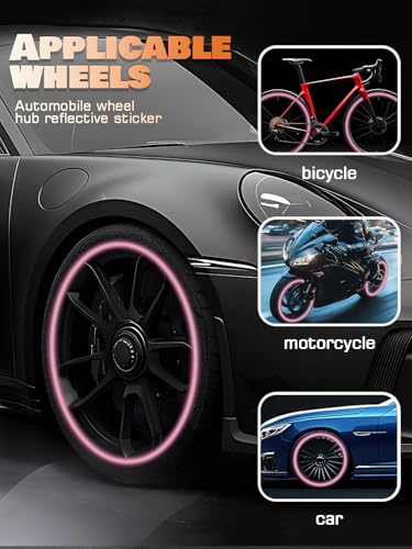 Image of 20PCS Car Wheel Reflective Decorative Strip,Night Safety Warning Stickers,Cars,Motorcycles,Bicycles are Applicable, Colorful and Diverse, a Street the Most Beautiful Car (Light Pink)