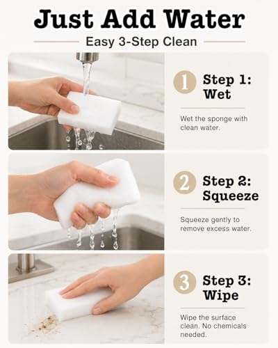 Image of Magic Eraser, 50 Pack Magic Eraser Sponge Melamine Sponge Cleaning Eraser, Magic Erasers in Bulk Extra Durable Magic Sponges Eraser for Furniture, Bathroom, Bathtub, Sink, Floor, Baseboard