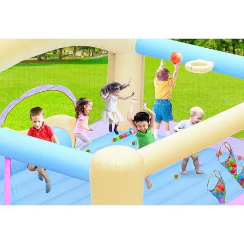 Large Bounce House for Big Kids 3-12, 14.8 x 14.5 FT Inflatable Bouncy Castle, Jumper, Slide, Basketball Hoop, Throw Ball Game, Ball Pits, Blower Included - Image 4