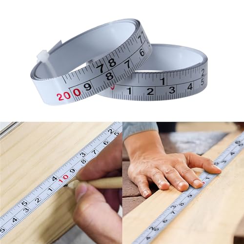 hokojix 1m/2m Measuring Tape Workbench Ruler Self-Adhesive Tape Measure Inch & Metric Double Scale Miter Saw Track Tape Measure