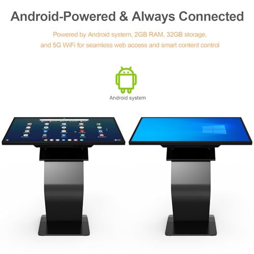 Image of 43 Inch Touch Screen Kiosk, 10pt PCAP Touch Screen Digital Signage, Plug&Play K-Style Indoor Digital Signage, Interactive LCD Display Signage, CMS /U-Disk Publish Content, Split Screen, Android 11