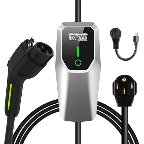 AWESAFE Electric Vehicle Charger Level 2 EV Charger, 7.6KW Portable Fast Charger with J1772 Connector, 32Amp NEMA 14-50 Plug, Scheduled Charging, Plug-in Home EV Charging Station Cover