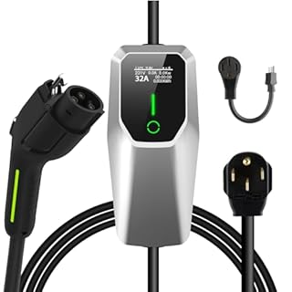 AWESAFE Level 2 Electric Vehicle (EV) Charger with 32Amp NEMA 14-50 Plug, 7.6KW Portable Fast Charger with J1772 Connector 20ft Cable, Scheduled Charging, Plug-in Home EV Charging Station