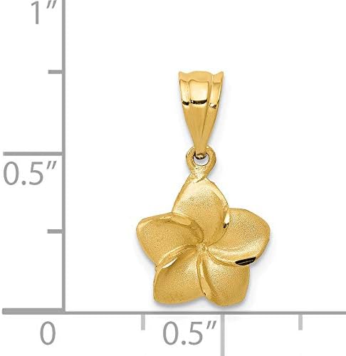 The Black Bow 14k Yellow Gold 10mm Satin Plumeria Blossom Pendant - Image 2