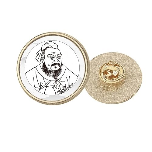 Broche chinoise ronde Dao métal doré M au design traditionnel chic