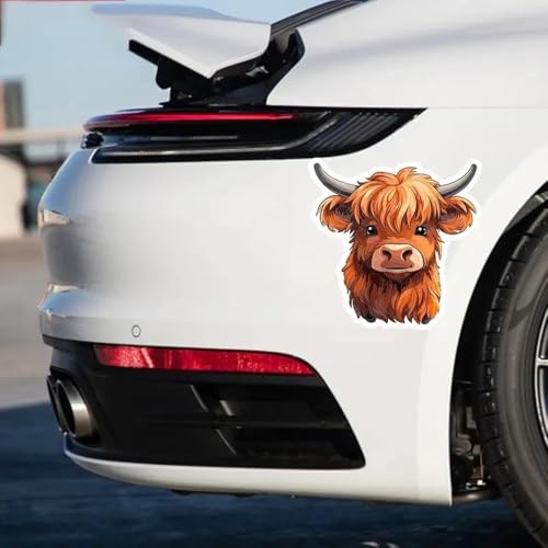 Autocollant Highland Cow étanche en vinyle haute durabilité pour décoration extérieure et intérieure - 4