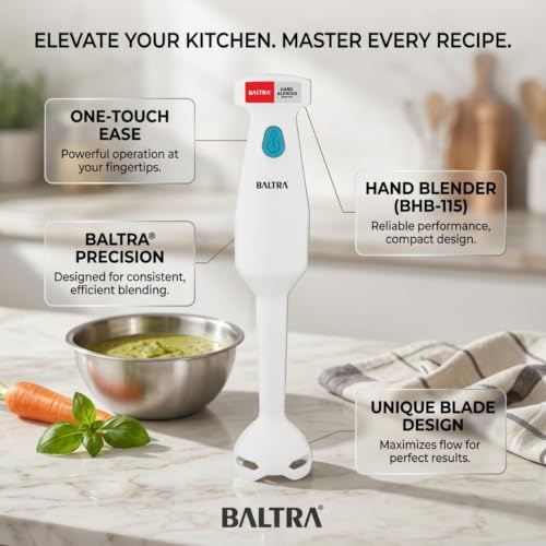 Image of BALTRA Hand Blender Electric | Powerful 250W Motor with Rust Free | Easy single trigger operation | Specially designed blades | Madhani | Kitchen Using Electric Blender