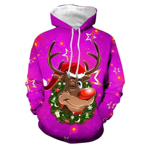 Générique Sudadera con capucha de Navidad para hombre, suéter de Halloween, suéter retorcido para hombre, suéter de Navidad, metal, suéter de Navidad, sudadera para la familia, D-violeta, S, D-morado,