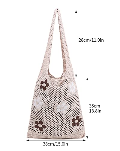 Image of ENBEI Beach Bag Crochet Tote bag for Women,Aesthetic Boho Large Bag,Foldable&Lightweight,Shopping,Beach,Travel,Daily Use