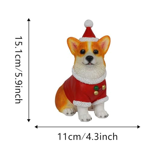 Figurines de chien de Noël en résine statuette déco appartement bureau