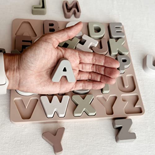 Image of Ali+Oli Baby Soft Silicone Alphabet Puzzle Toys for Toddlers (27 Piece Set) - Montessori Learning Puzzle - Silicone Letter Shape Sorter Toy