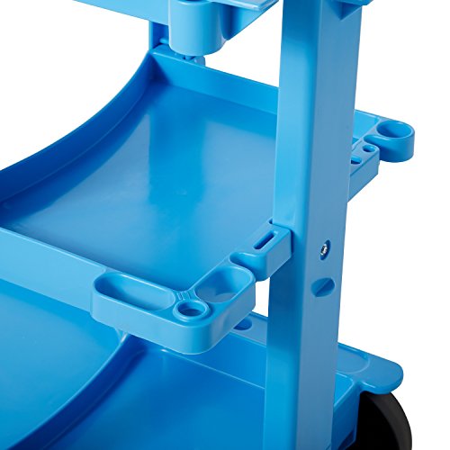 Image of Rubbermaid Commercial Products Traditional Janitorial 3-Shelf Cart, Wheeled with Zippered Yellow Vinyl Bag, Blue, 38.4 inch x 21.8 inch x 46 inch