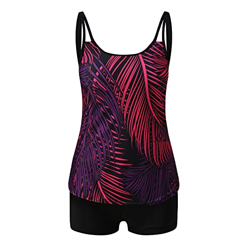 Tanquíni feminino 2024 de duas peças, controle de barriga, rodado, regata com shorts, Ofertas relâmp