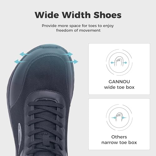 Image of GANNOU Wide Toe Box Shoes for Men Arch Support Walking Shoes Plantar Fasciitis Orthotic Tennis Sneakers