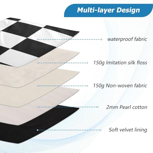 Funda para laptop 15-16 pulgadas con diseño cuadriculado blanco y negro miniatura 4