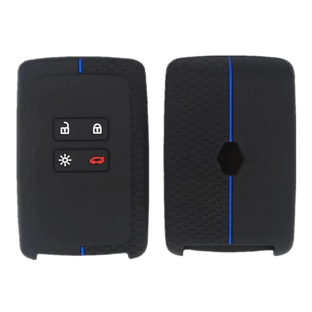 Custodia In Silicone Con Motivo A Nido D'Ape Per Chiave Renault 4 Pulsanti, Antigraffio E Antiscivolo, Colore Nero