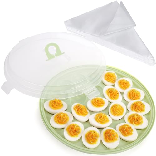Hansgo HH0249 Deviled Egg Platter With Lid, Round Egg Containers cover