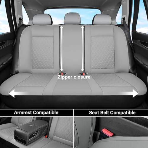 Image of Coverado Universal Leather Seat Covers Full Set for 5 Seats - Waterproof, Durable All-Weather Protector for SUV, Pickup Truck, Sedan, Gray