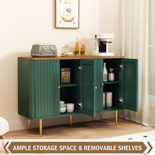 HOLTICO Sideboards, Buffet Cabinet with 4 Doors and Removable Shelves, Modern Accent Cabinet Sideboard Storage Cupboard for Living Room, Kitchen, Green - Image 6